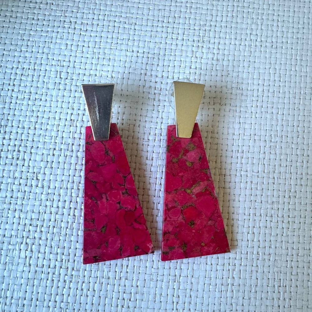 Kendra Scott Collins Silver Statement Earrings Pi… - image 1